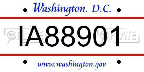 IA88901 District Of Columbia License Plate