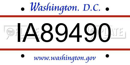 IA89490 District Of Columbia License Plate
