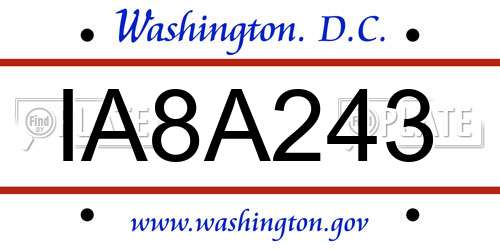 IA8A243 District Of Columbia License Plate