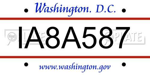 IA8A587 District Of Columbia License Plate