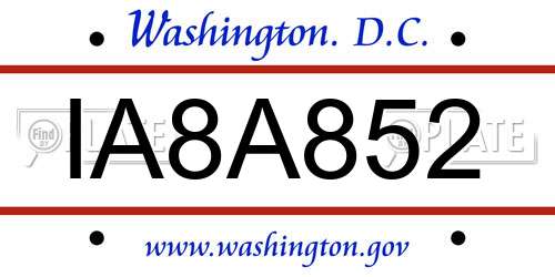 IA8A852 District Of Columbia License Plate