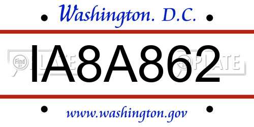 IA8A862 District Of Columbia License Plate