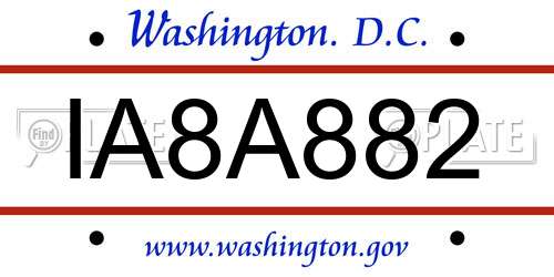 IA8A882 District Of Columbia License Plate