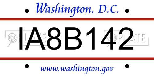 IA8B142 District Of Columbia License Plate