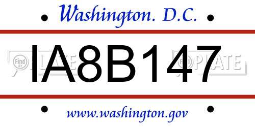 IA8B147 District Of Columbia License Plate