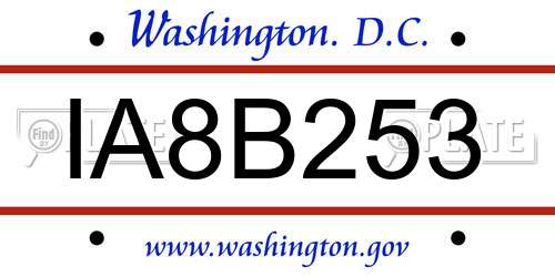 IA8B253 District Of Columbia License Plate