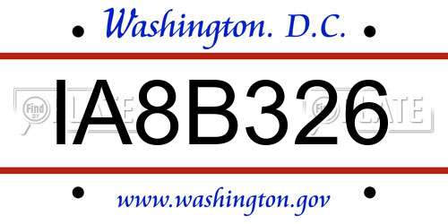 IA8B326 District Of Columbia License Plate