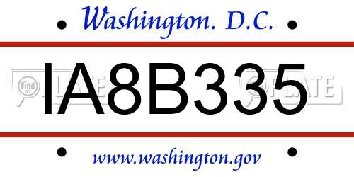 IA8B335 District Of Columbia License Plate