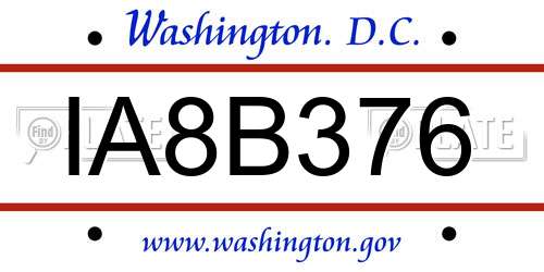 IA8B376 District Of Columbia License Plate