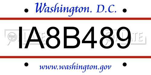 IA8B489 District Of Columbia License Plate