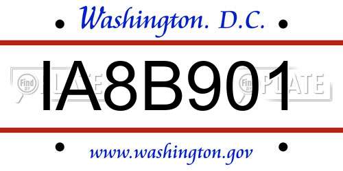 IA8B901 District Of Columbia License Plate