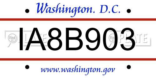 IA8B903 District Of Columbia License Plate