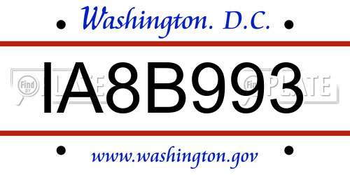 IA8B993 District Of Columbia License Plate
