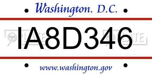 IA8D346 District Of Columbia License Plate