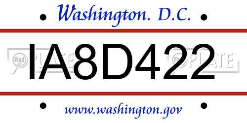 IA8D422 District Of Columbia License Plate