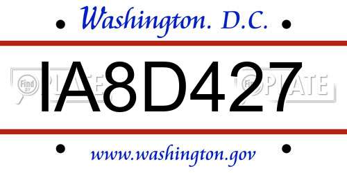 IA8D427 District Of Columbia License Plate