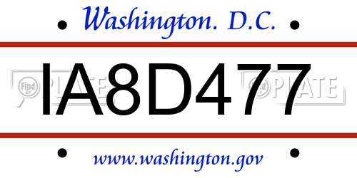IA8D477 District Of Columbia License Plate