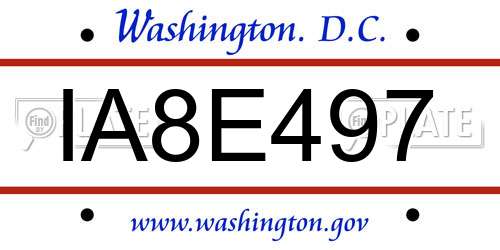 IA8E497 District Of Columbia License Plate