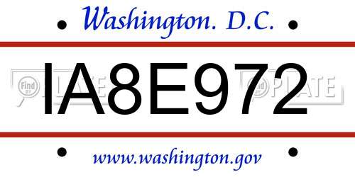 IA8E972 District Of Columbia License Plate