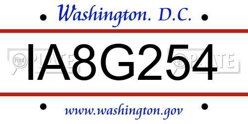 IA8G254 District Of Columbia License Plate