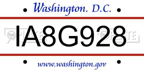 IA8G928 District Of Columbia License Plate