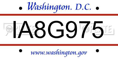 IA8G975 District Of Columbia License Plate