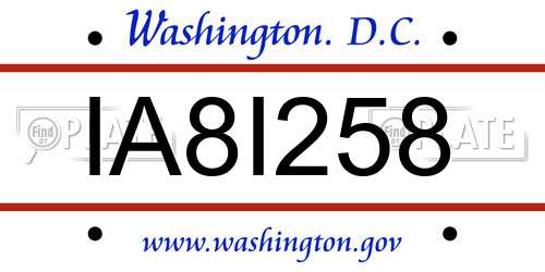 IA8I258 District Of Columbia License Plate
