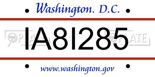 IA8I285 District Of Columbia License Plate