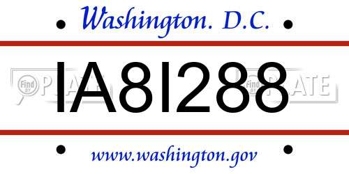 IA8I288 District Of Columbia License Plate