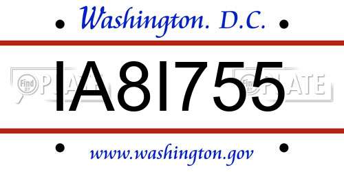 IA8I755 District Of Columbia License Plate