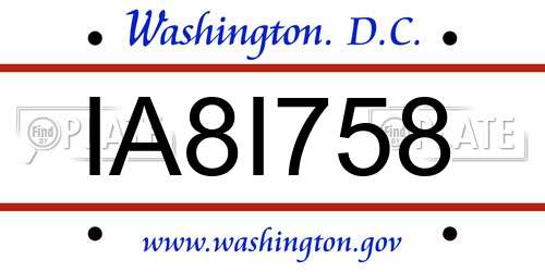 IA8I758 District Of Columbia License Plate