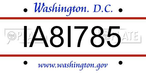 IA8I785 District Of Columbia License Plate