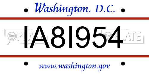 IA8I954 District Of Columbia License Plate