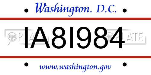IA8I984 District Of Columbia License Plate