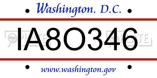 IA8O346 District Of Columbia License Plate