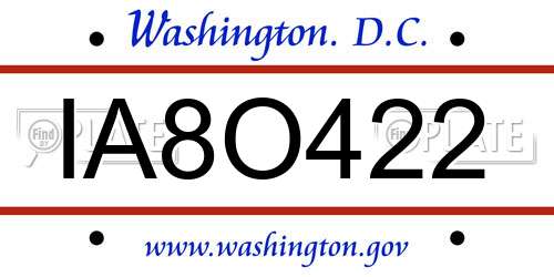 IA8O422 District Of Columbia License Plate