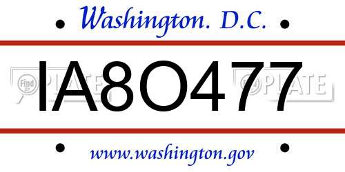 IA8O477 District Of Columbia License Plate