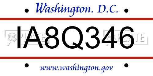 IA8Q346 District Of Columbia License Plate