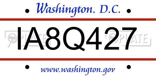 IA8Q427 District Of Columbia License Plate