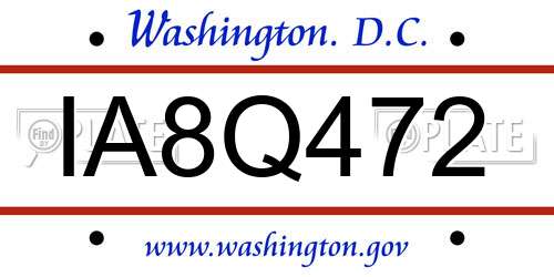 IA8Q472 District Of Columbia License Plate