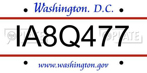 IA8Q477 District Of Columbia License Plate