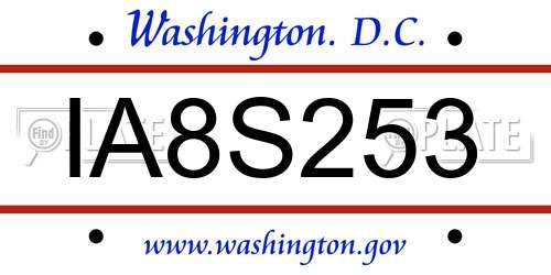IA8S253 District Of Columbia License Plate