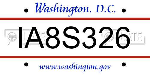 IA8S326 District Of Columbia License Plate