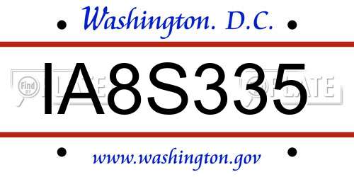 IA8S335 District Of Columbia License Plate