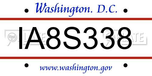 IA8S338 District Of Columbia License Plate