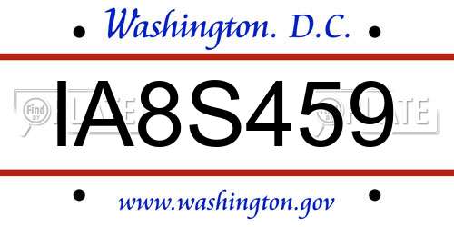 IA8S459 District Of Columbia License Plate