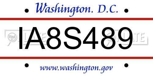 IA8S489 District Of Columbia License Plate