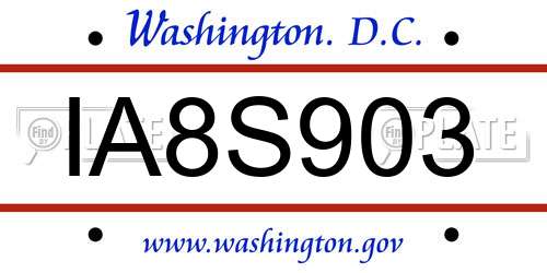 IA8S903 District Of Columbia License Plate