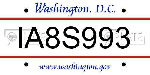 IA8S993 District Of Columbia License Plate