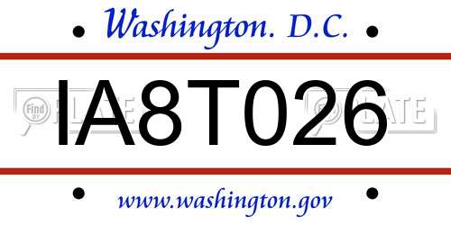 IA8T026 District Of Columbia License Plate